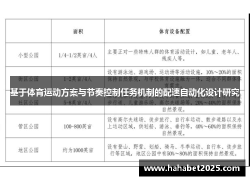 基于体育运动方案与节奏控制任务机制的配速自动化设计研究