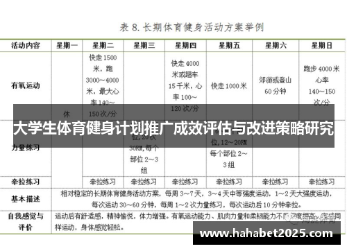 大学生体育健身计划推广成效评估与改进策略研究